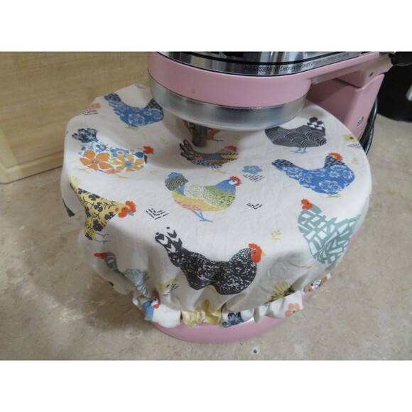 Handmade Other - Reversible KitchenAid Bowl Cover: Chickens And Floral Print, Bowl Cover